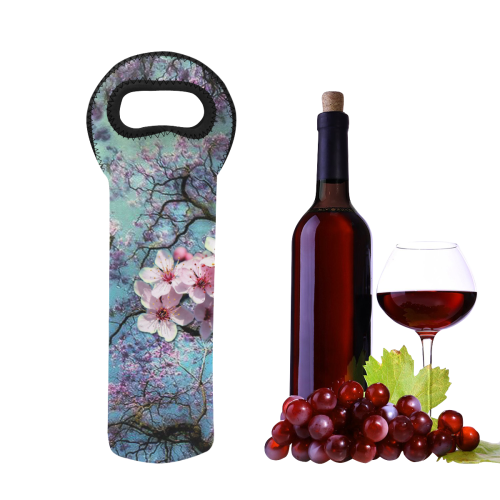 Cherry Blossom Neoprene Wine Bag
