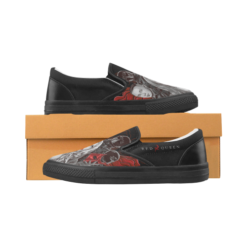 Red Queen Band Men's Slip-on Canvas Shoes (Model 019)