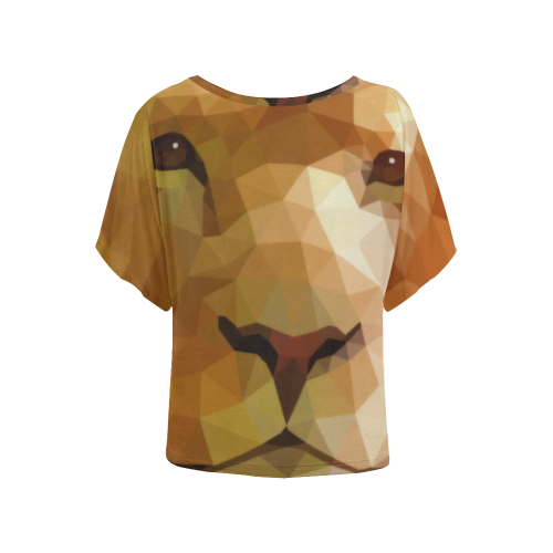 Polymetric Lion Women's Batwing-Sleeved Blouse T shirt (Model T44)