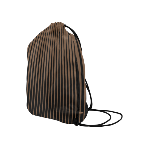 Tapered Black Stripes With Brown Large Drawstring Bag Model 1604 (Twin Sides)  16.5"(W) * 19.3"(H)