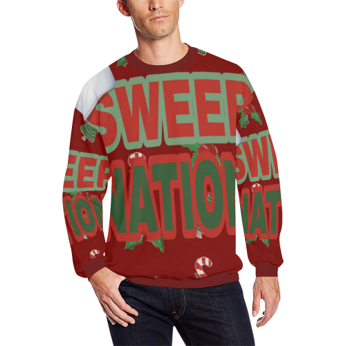 Sweep Nation - Christmas All Over Print Crewneck Sweatshirt for Men/Large (Model H18)