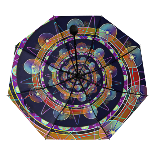 POWER SPIRAL universe planet orbit Anti-UV Foldable Umbrella (Underside Printing) (U07)