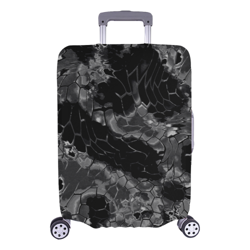 night dragon reptile scales pattern camouflage in dark gray and black Luggage Cover/Large 26"-28"