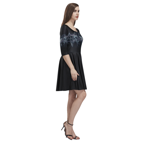 LIGHTMOON BLACK Tethys Half-Sleeve Skater Dress(Model D20)