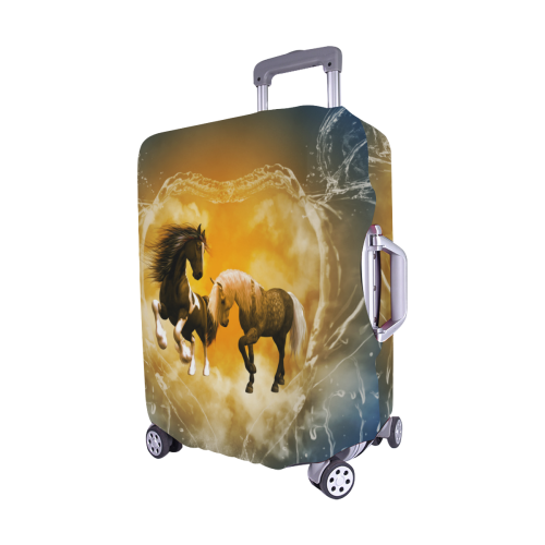 Horses with heart made of water Luggage Cover/Medium 22"-25"