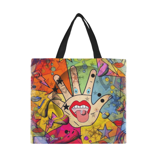Talk to my Hand by Nico Bielow All Over Print Canvas Tote Bag/Large (Model 1699)