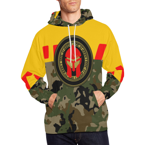 Yellow All Over Print Hoodie for Men/Large Size (USA Size) (Model H13)
