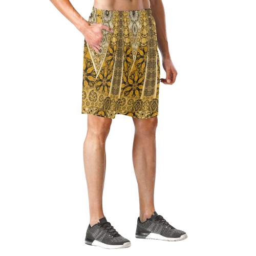 arabesques yellow Men's All Over Print Elastic Beach Shorts (Model L20)