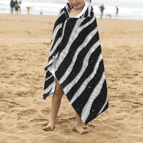 Ripped SpaceTime Stripes - White Kids' Hooded Bath Towels