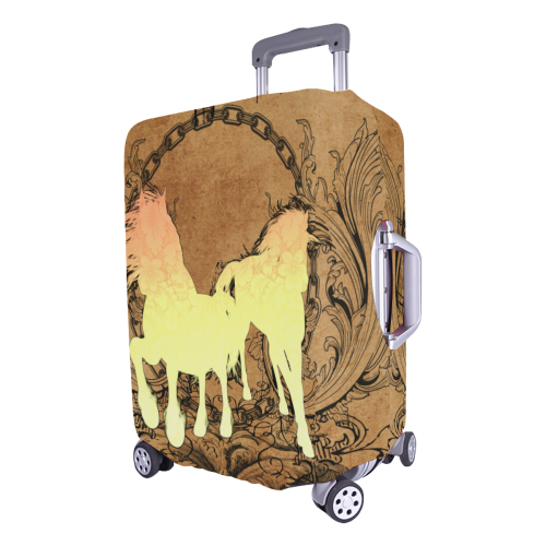 Beautiful horse silhouette in yellow colors Luggage Cover/Large 26"-28"