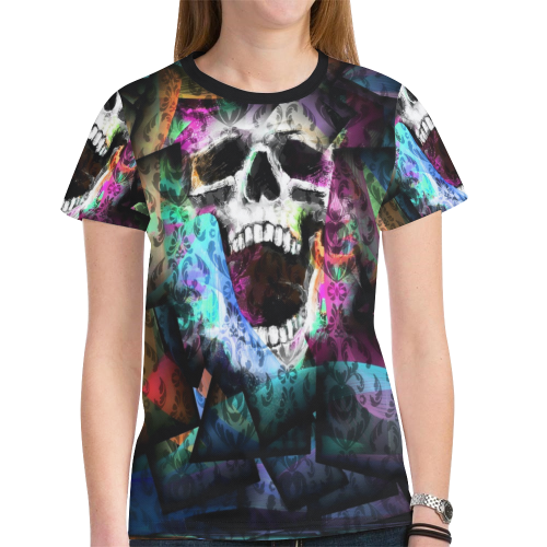 Scream Skull by Nico Bielow New All Over Print T-shirt for Women (Model T45)