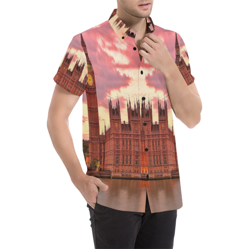 London by Artdream Men's All Over Print Short Sleeve Shirt (Model T53)