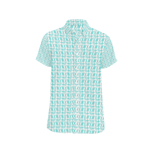 NUMBERS Collection Symbols Teal/White Men's All Over Print Short Sleeve Shirt (Model T53)