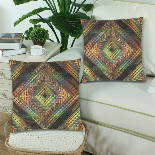 Diamond shaped, detailed pattern. Custom Zippered Pillow Cases 18"x 18" (Twin Sides) (Set of 2)