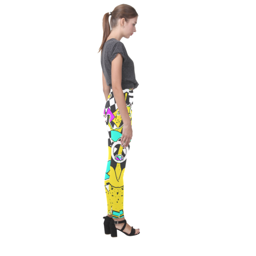 Shapes on a yellow background Cassandra Women's Leggings (Model L01)