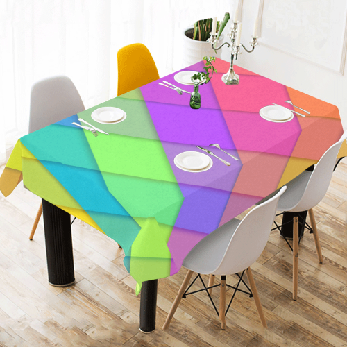 Neon Squared Cotton Linen Tablecloth 60" x 90"