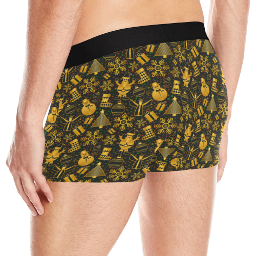 Golden Christmas Icons Men's Boxer Briefs with Merged Design (Model  L10)
