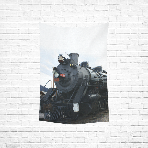 Railroad Vintage Steam Engine on Train Tracks Cotton Linen Wall Tapestry 40"x 60"