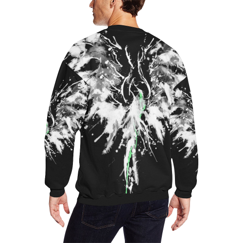 Phoenix - Abstract Painting Bird White 1 Men's Oversized Fleece Crew Sweatshirt/Large Size(Model H18)
