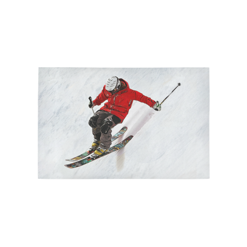 Daring Skier Flying Down a Steep Slope Area Rug 5'x3'3''
