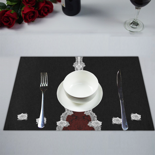 White Rose Lace Goth Dining Room Placemat 14’’ x 19’’ (Six Pieces)