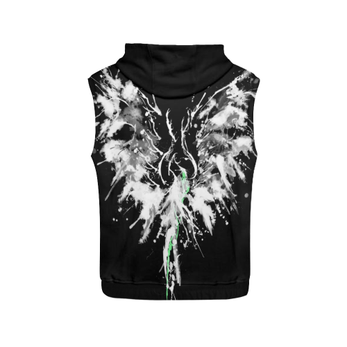 Phoenix - Abstract Painting Bird White 1 All Over Print Sleeveless Hoodie for Women (Model H15)