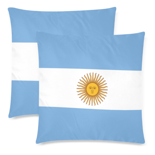 Argentina Flag Custom Zippered Pillow Cases 18"x 18" (Twin Sides) (Set of 2)