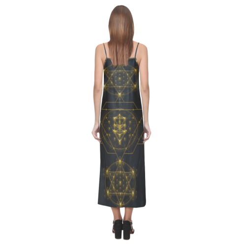 Sacred Geometry V-Neck Open Fork Long Dress(Model D18)