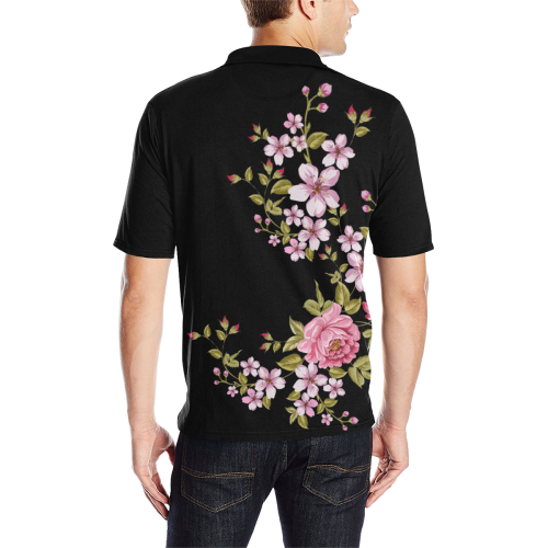 Pure Nature - Summer Of Pink Roses 1 Men's All Over Print Polo Shirt (Model T55)