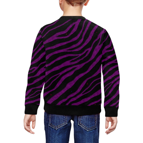 Ripped SpaceTime Stripes - Purple All Over Print Crewneck Sweatshirt for Kids (Model H29)