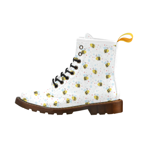 Cute Bee Pattern High Grade PU Leather Martin Boots For Men Model 402H
