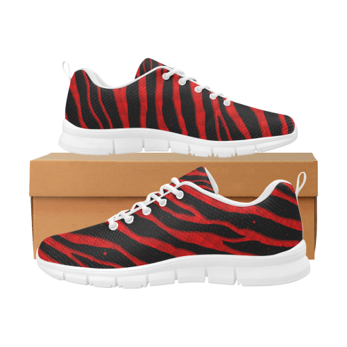 Ripped SpaceTime Stripes - Red Men's Breathable Running Shoes (Model 055)