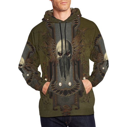 Awesome dark skull All Over Print Hoodie for Men/Large Size (USA Size) (Model H13)