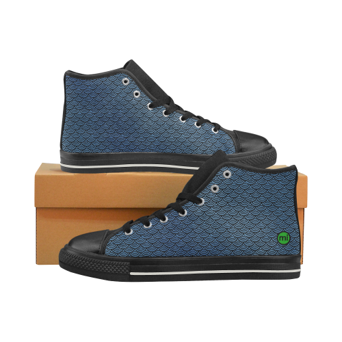 Blue Fish. Inspired by the Magic Island of Gotland. Men’s Classic High Top Canvas Shoes (Model 017)