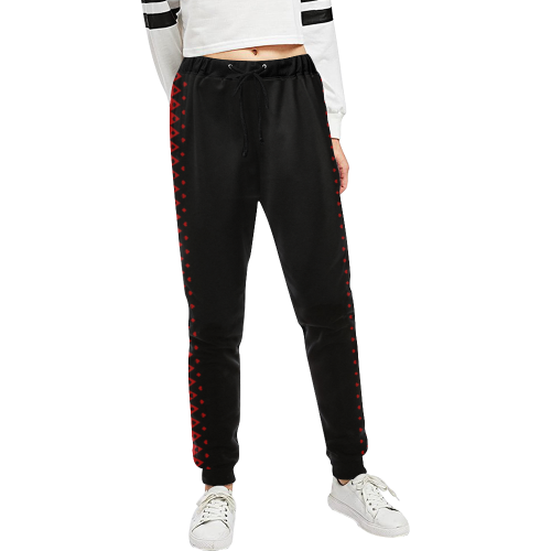Black and Red Playing Card Shapes Unisex All Over Print Sweatpants (Model L11)
