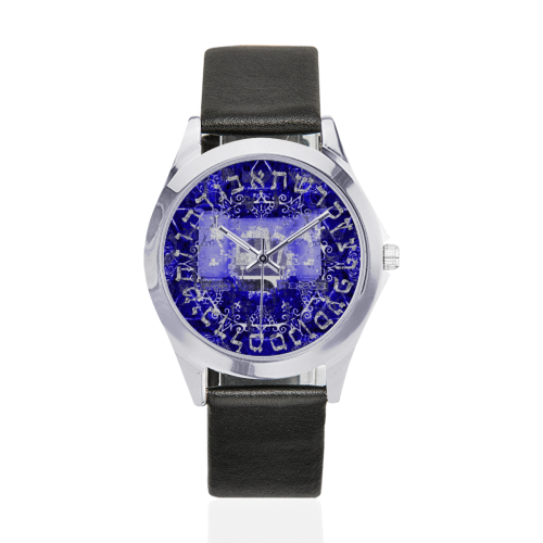 projet bar mitzva Unisex Silver-Tone Round Leather Watch (Model 216)