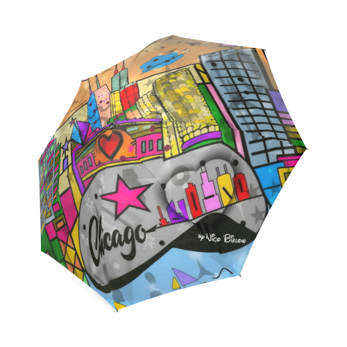 Chicago Pop Art by Nico Bielow Foldable Umbrella (Model U01)