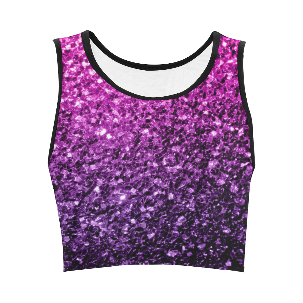 Beautiful Purple Pink Ombre glitter sparkles Women's Crop Top (Model