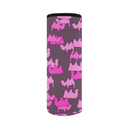 camelflage pink Neoprene Water Bottle Pouch/Large