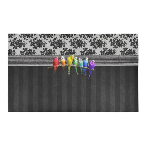 Rainbow Budgies and Lace Azalea Doormat 30" x 18" (Sponge Material)