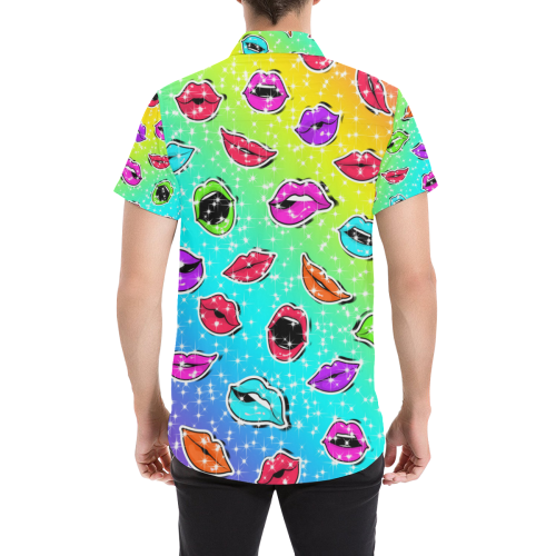 Women Sexy Hot Lips Comic - Colorful Pattern 1 Men's All Over Print Short Sleeve Shirt (Model T53)