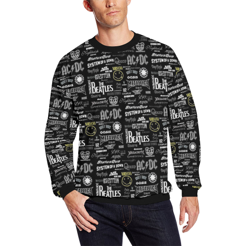 Band Logo Pattern All Over Print Crewneck Sweatshirt for Men/Large (Model H18)