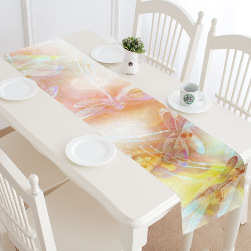 Watercolor dragonflies Table Runner 14x72 inch