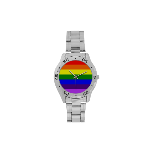 Rainbow Flag (Gay Pride - LGBTQIA+) Men's Stainless Steel Analog Watch(Model 108)