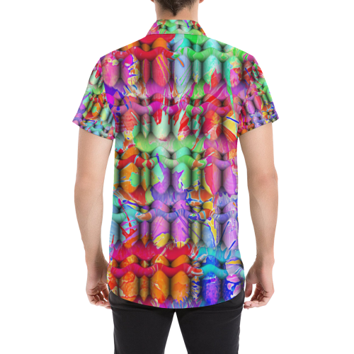 Splashes Cattice Composing - Psychedelic Colored Men's All Over Print Short Sleeve Shirt (Model T53)