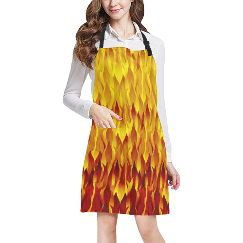 Hot Fire and Flames Illustration All Over Print Apron