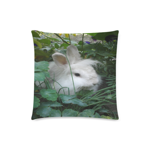 Precious White Bunny Rabbit Custom Zippered Pillow Case 18"x18"(Twin Sides)