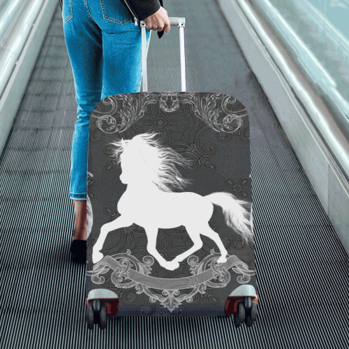 Horse, black and white Luggage Cover/Large 26"-28"