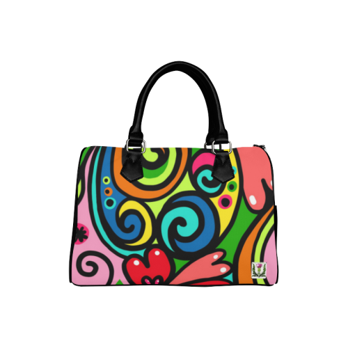Fairlings Delight's Abstract Collection- Doodle Hearts Pattern 53086 Boston Handbag (Model 1621)