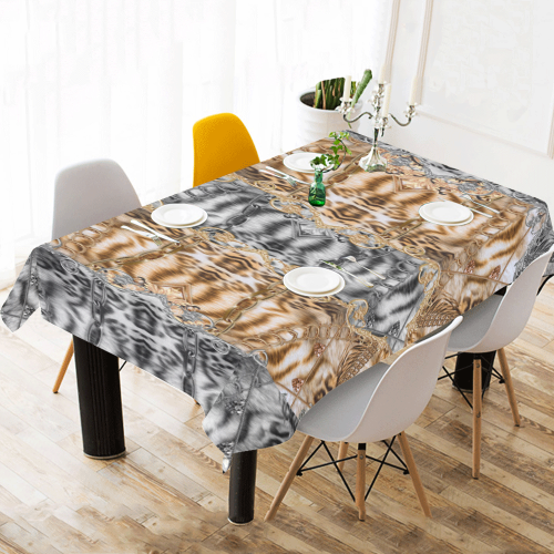Luxury Abstract Design Cotton Linen Tablecloth 60"x 104"